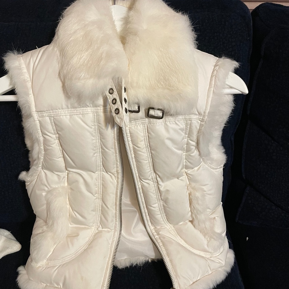 Guess jeans XS rabbit fur vest